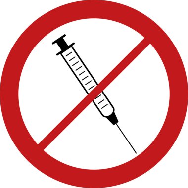 Şırınga ve kırmızı işaret