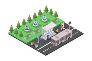 Arabalı izometrik şehir yolu