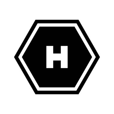 İlk logo h ile beyaz arkaplanda izole edilmiş altıgen vektör şablon tasarımı