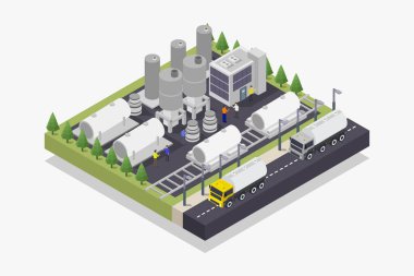 Gaz depolama tankları izometrik vektör simgesi gösterimi basit biçimdedir