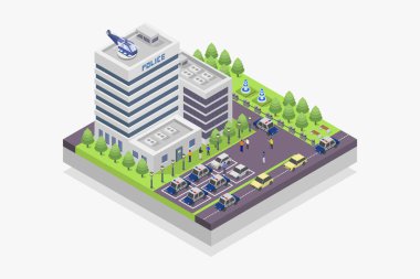 Gökdelenleri ve binaları olan izometrik şehir