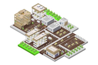 Bir sürü binayla birlikte şehrin 3 boyutlu görüntüsü.