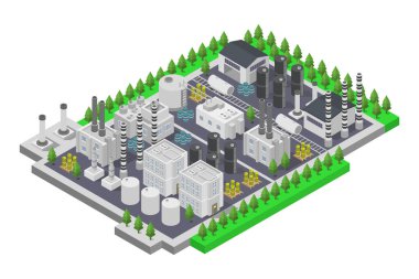 İzometrik 3 boyutlu şehir, modern binalar. vektör