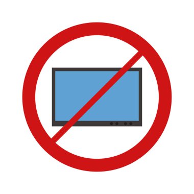 Yasak işaretli bilgisayar monitörü. izole vektör