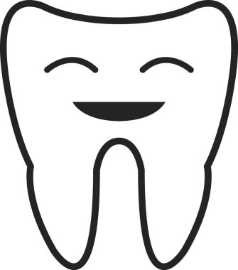 Diş vektör simgesi. Beyaz arka plan diş tasarımında basit vektör logosu izole edildi.