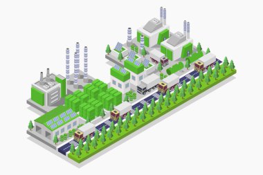 İzometrik şehir manzarası. vektör illüstrasyonu.