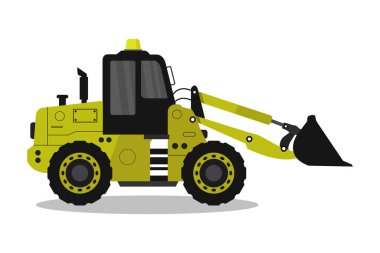 Sarı kovalı inşaat traktörü