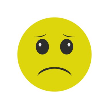 Üzgün emoji simgesi beyaz arkaplanda izole edilmiş. vektör illüstrasyonu.