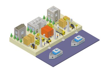 Liman izometrik vektör resimlemesi basit biçimle