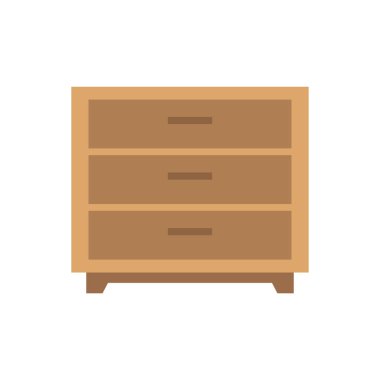 Ahşap sandık çekmece simgesi düz izole