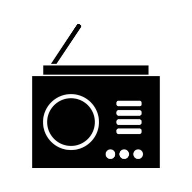 radyo vektör simgesi. Web ve yazdırma tasarımı için beyaz arkaplanda izole edilmiş basit illüstrasyon