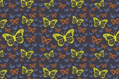 Kelebeklerle kusursuz desen. Vektör.
