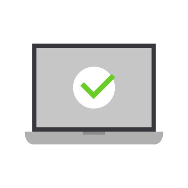 İşaretleme simgesine sahip dizüstü bilgisayar, düz biçim