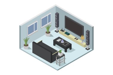 İçinde kanepe ve masa olan bir oturma odası.