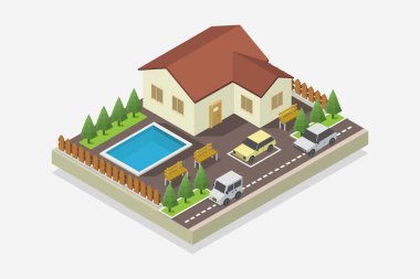 Çatısı olan izometrik bir ev