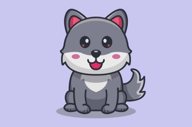 Mutlu yüzlü şirin köpek çizgi filmi. vektör illüstrasyonu