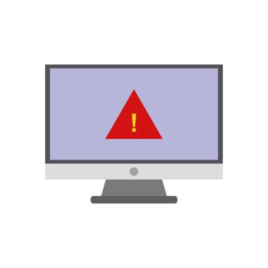 bilgisayar ekranı uyarı simgesi düz