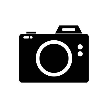 Kamera vektör simgesi. Grafik ve web tasarımı için beyaz arkaplanda izole edilmiş basit illüstrasyon.