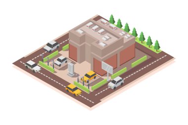 izometrik şehir binası bileşimi