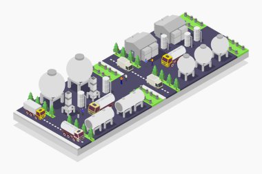 İzometrik şehir ve arabalı yollar