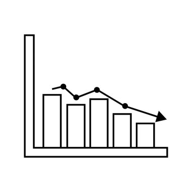 Beyaz arkaplanda izole edilmiş grafik simgesine sahip çizgi çizelgesi