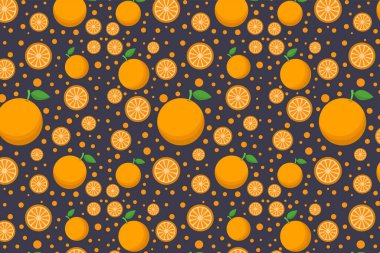 Portakal ve portakal dilimleriyle kusursuz desen. vektör illüstrasyonu