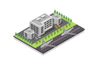 Şehrin izometrik 3d simgesi, vektör illüstrasyonu