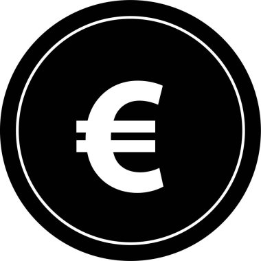 Euro sikkesi düz simgesi, vektör illüstrasyonu