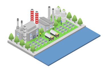 Nehirli izometrik şehir