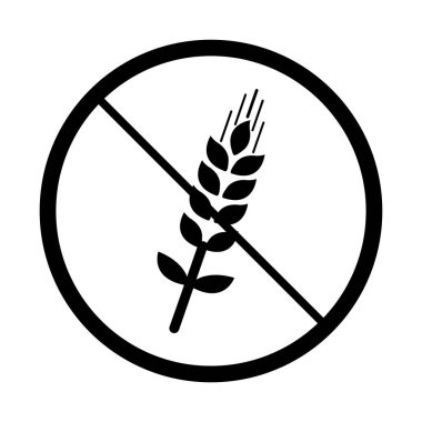 Glütensiz tabela. Siyah simge beyaz arkaplanda daire içinde.