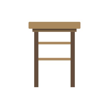 Kahverengi dışkı simgesi olan ahşap masa