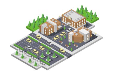 İzometrik şehir, vektör çizim