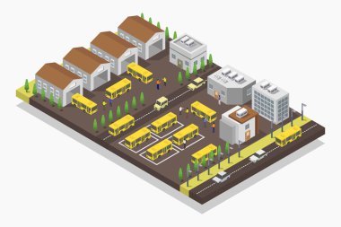 Arabalı izometrik cadde