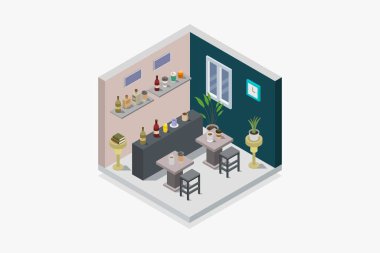 Masalı restoran, vektör illüstrasyonu