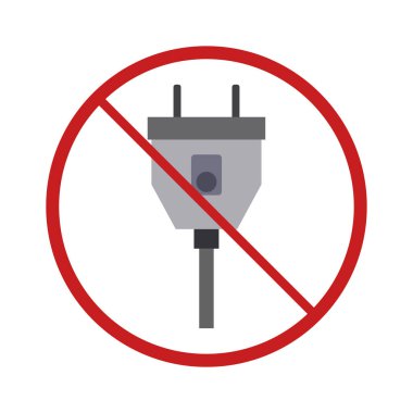 Düz biçimli buji simgesi yok. Beyaz izole edilmiş arka planda güç kaynağı vektör çizimi. elektrik iş kavramı.