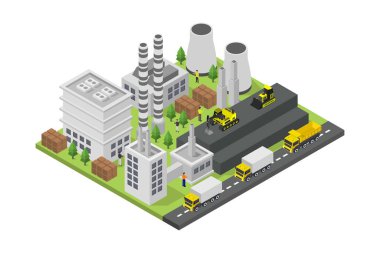 izometrik endüstriyel binalar kompozisyon