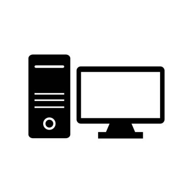 Bilgisayar ve masaüstü simgesi. düz vektör illüstrasyonu