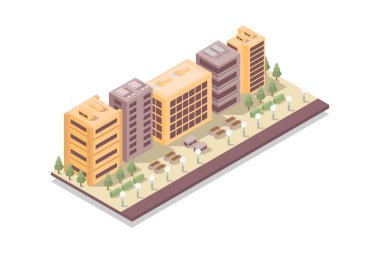 Şehir binaları izometrik kompozisyon