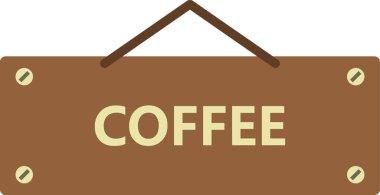 Kahve tabelası. Yumuşak gölgeli cam ikonun vektör çizimi. Beyaz daireli kahverengi çember şekli.