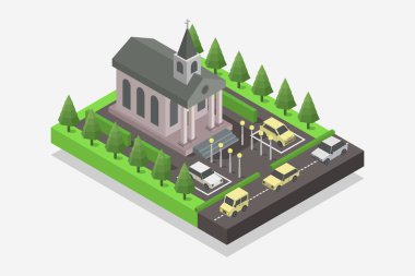 İzometrik kilise binası. vektör.