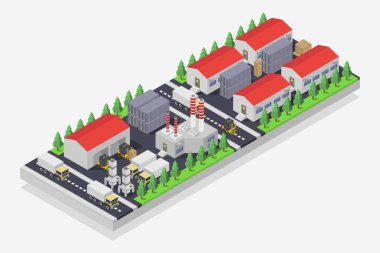 izometrik şehir ve evler