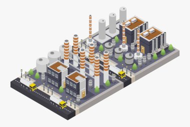izometrik şehir binaları ile