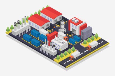 İzometrik şehir, vektör çizim.