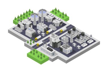 Ometrik elementlere sahip fabrika binası