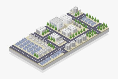 izometrik şehir, vektör, illüstrasyon