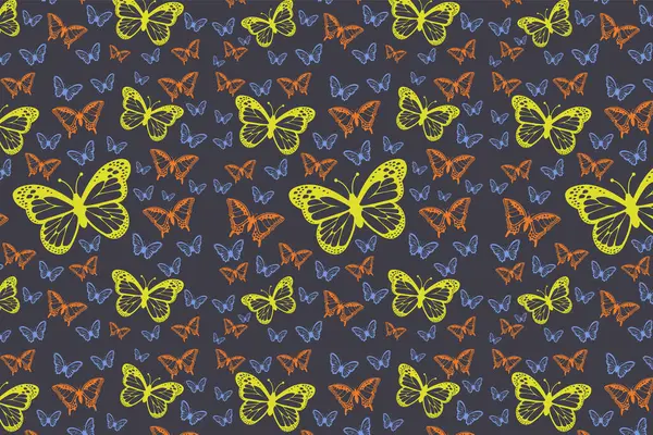 Kelebeklerle kusursuz desen. Vektör.