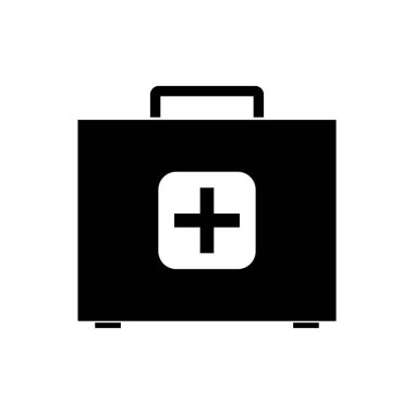 Beyaz arkaplanda vektör siyah bavul simgesi