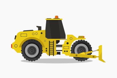 Sarı traktör simgesi, düz stil