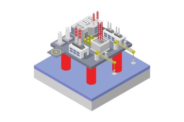 Endüstriyel yapı vektör illüstrasyonlu izometrik fabrika