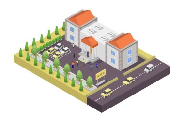 Bir konut binasının izometrik vektör çizimi